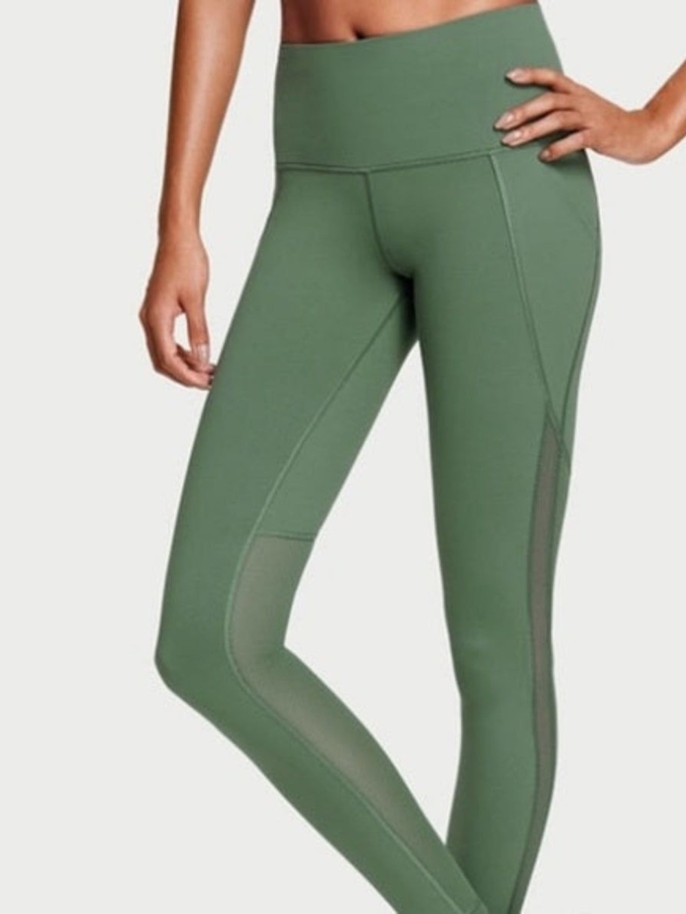 Victoria's Secret Knockout Olive Green High-Rise Mesh Leggings
